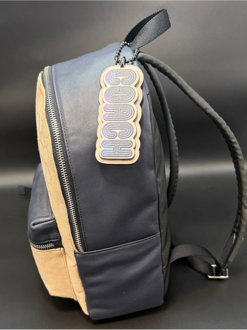 Coach F68034 Signature Medium Charlie Backpack Jacquard Stripe